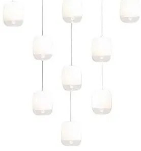 Πολυέλαιος Κρεμαστό Φωτιστικό Οροφής 9xLED 4,2W Dimmable Triac Φυσητό Γυαλί Βάση 27x27cm Gong Mini 9S Prandina-1A63003113001-Λευ 1A63003113001