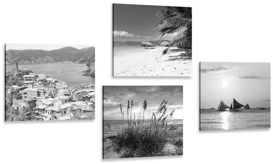 Σετ εικόνων επίγειος παράδεισος σε μαύρο & άσπρο - 4x 60x60