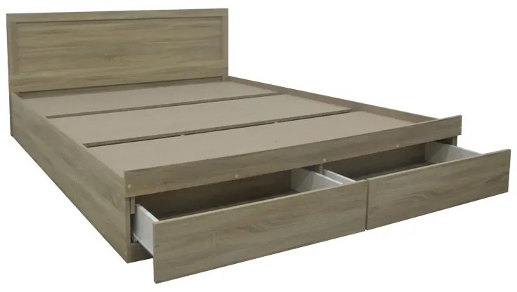 Κρεβάτι Olympus pakoworld με συρτάρι σε sonoma απόχρωση 160x200εκ