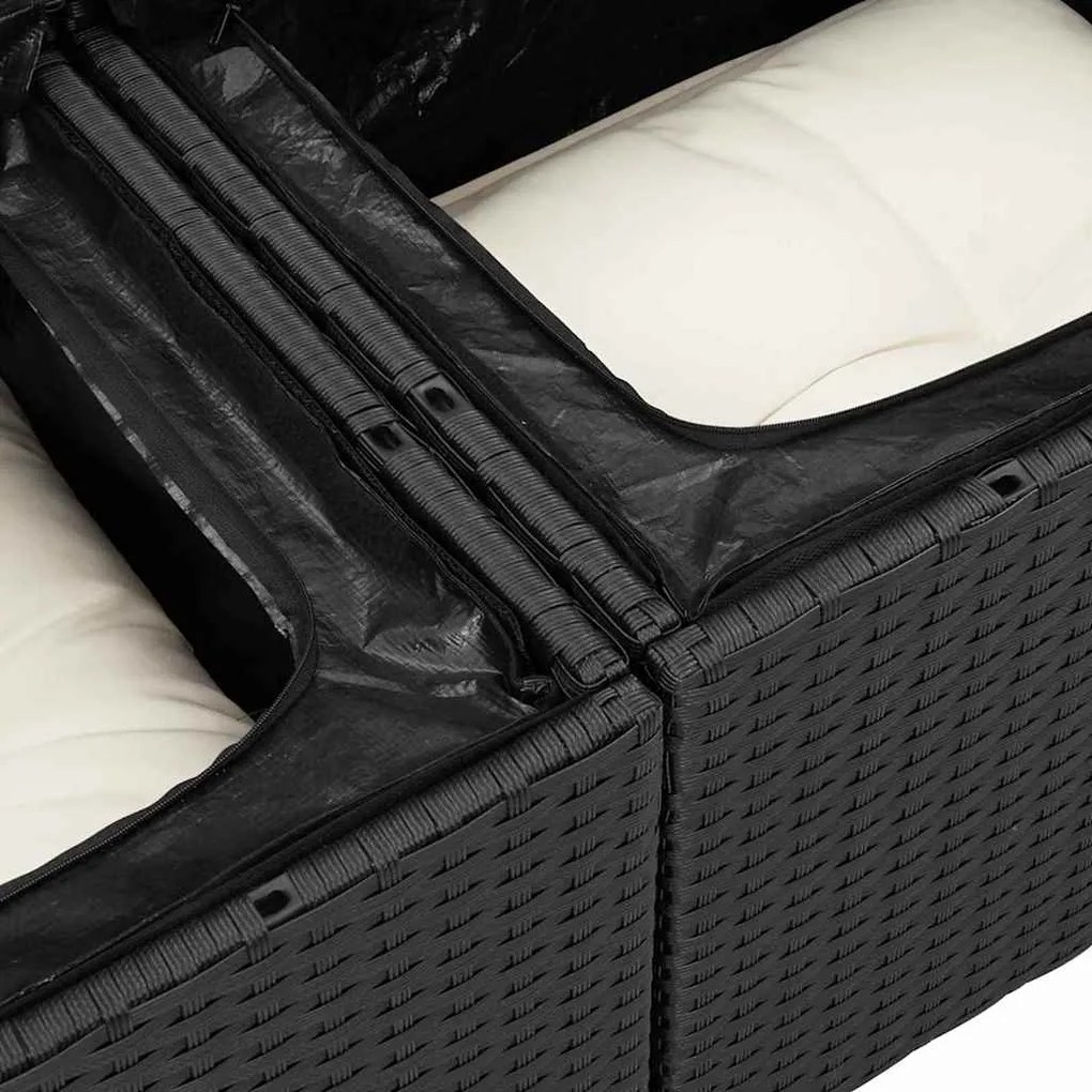 vidaXL Σετ Καναπέ Κήπου με μαξιλάρι 11 pcs Μαύρος, λευκός Πολυ ράταν