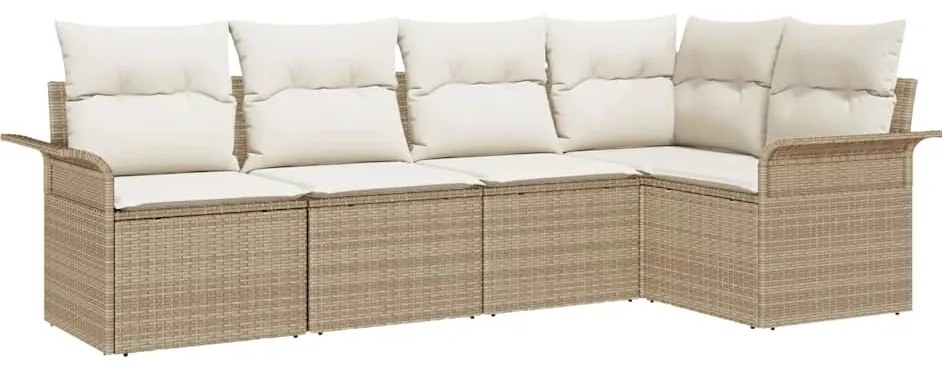 vidaXL Σετ Καναπέ Κήπου 5 pcs 242.5 x 132.5 x 85 εκ. Πολυ ράταν