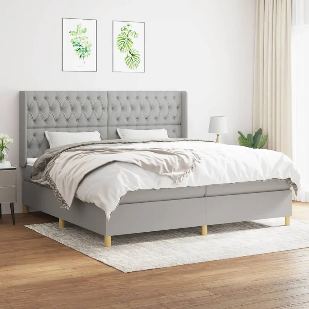 ΚΡΕΒΑΤΙ BOXSPRING ΜΕ ΣΤΡΩΜΑ ΑΝΟΙΧΤΟ ΓΚΡΙ 200X200 ΕΚ. ΥΦΑΣΜΑΤΙΝΟ 3132257