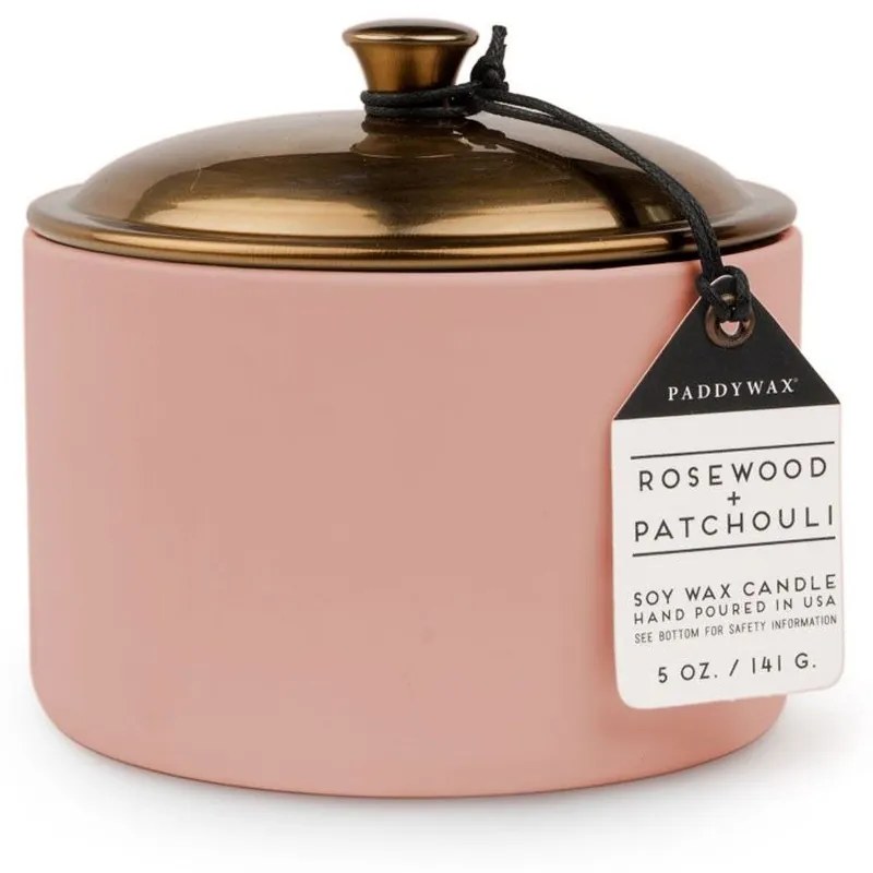 Κερί Σόγιας Αρωματικό Hygge Rosewood And Patchouli 141gr Σε Κεραμικό Δοχείο Με Καπάκι Paddywax Soy Wax