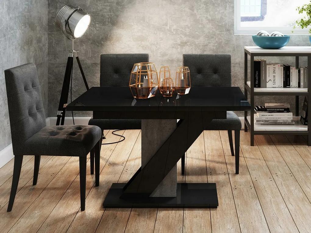 Τραπέζι Goodyear 105, Γυαλιστερό μαύρο, Σκυρόδεμα, 76x80x120cm, 52 kg, Επιμήκυνση, Πλαστικοποιημένη μοριοσανίδα | Epipla1.gr