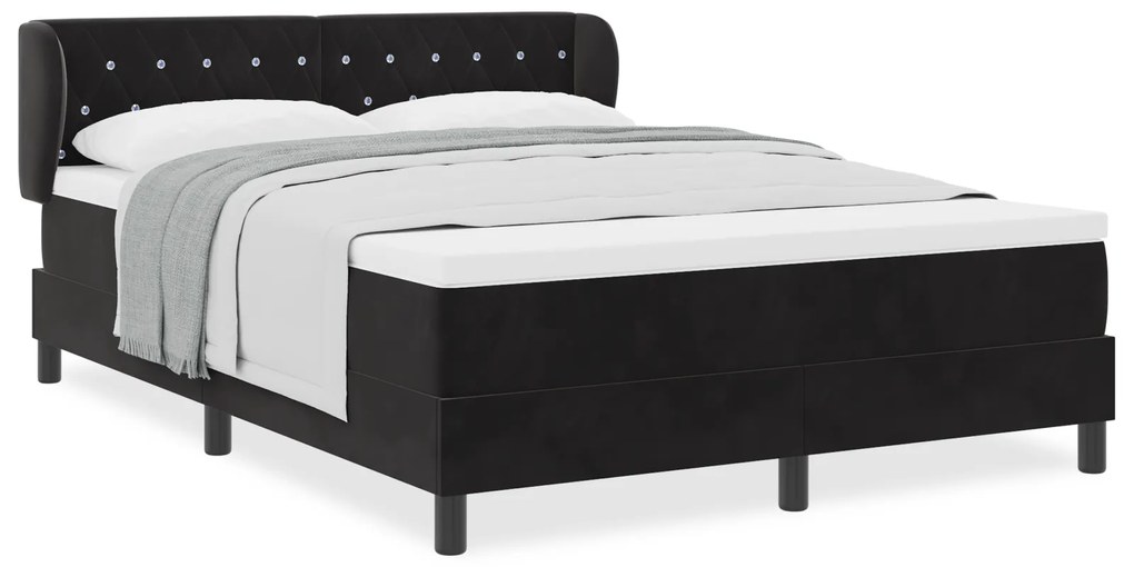 vidaXL Κρεβάτι Box Spring με Στρώμα Μαύρο 160x200 εκ. Βελούδο