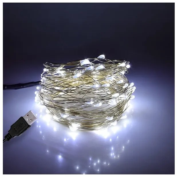 Διακοσμητική Γιρλάντα 10m 100 LED USB 6W 6000K Χάλκινο 79732 Globostar-79732-Χάλκινο 79732