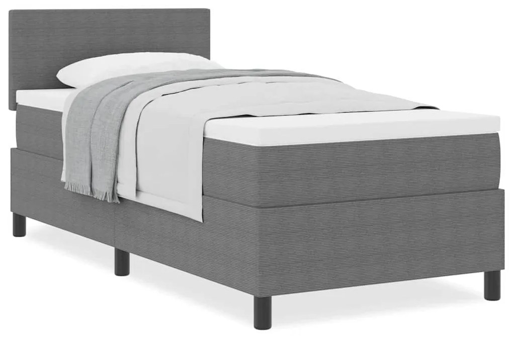 vidaXL Κρεβάτι με ελατήρια Απαλό Γκρι,Λευκό 193 x 90 x 88 εκ. Βελούδο