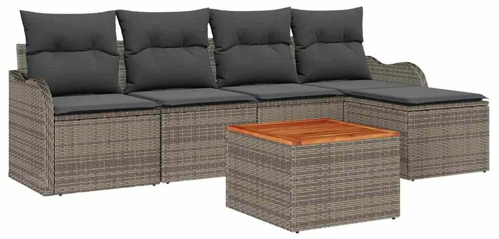 vidaXL Σετ Καναπέ Κήπου 6 pcs Γκρι Πολυ ράταν