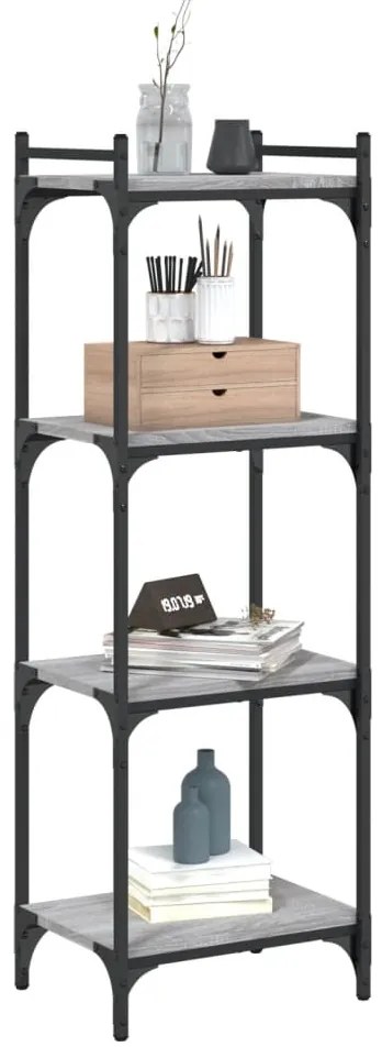 vidaXL Βιβλιοθήκη 4 Επιπέδων Γκρι Sonoma 40x30x120 εκ. Επεξεργ. Ξύλο