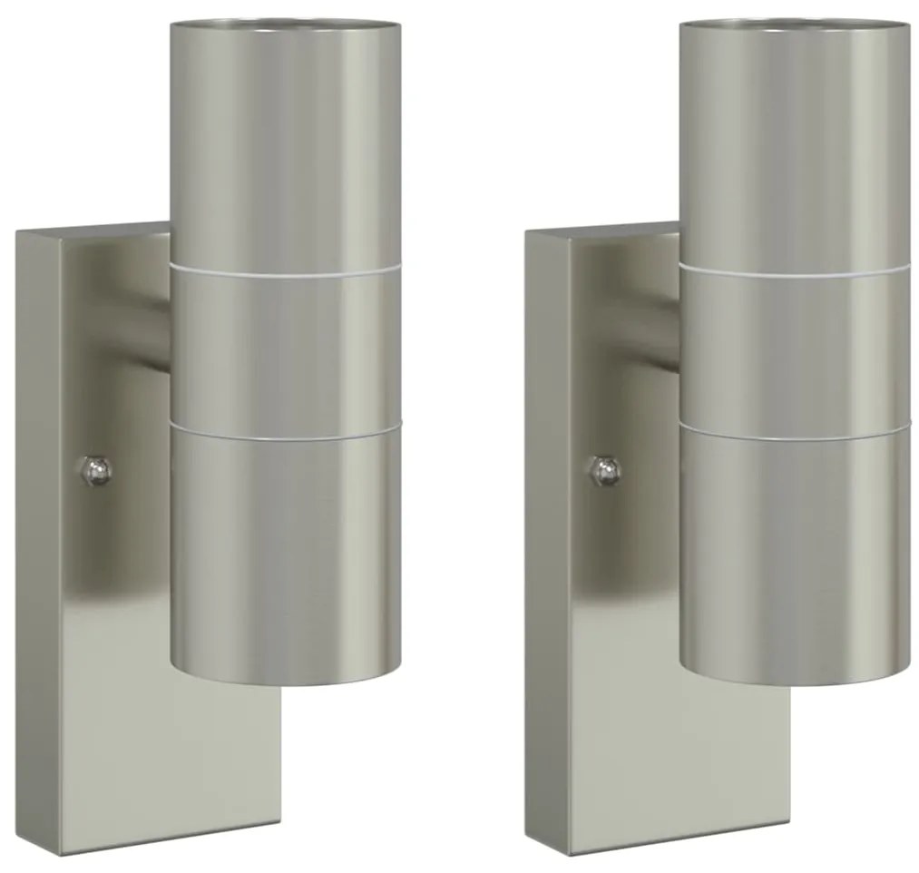 vidaXL Εξωτερικά Φωτιστικά Τοίχου 2 pcs Ασημί 7 x 10 x 22 εκ