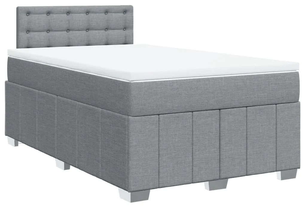 vidaXL Κρεβάτι Boxspring με Στρώμα Ανοιχτό Γκρι 120x200 εκ. Υφασμάτινο