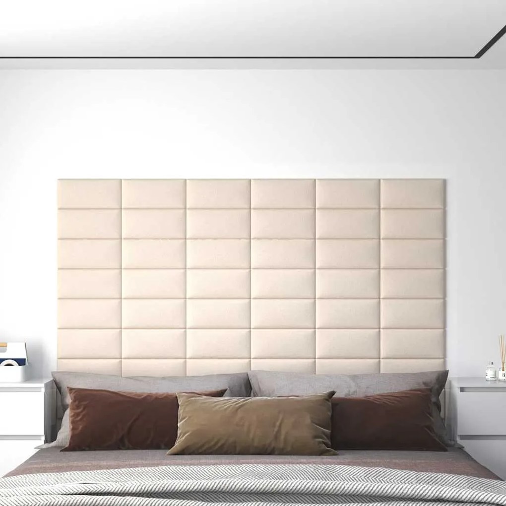 vidaXL Πάνελ Τοίχου 12 τεμ. Λευκό 30 x 15 εκ. 0,54 μ² Βελούδινα