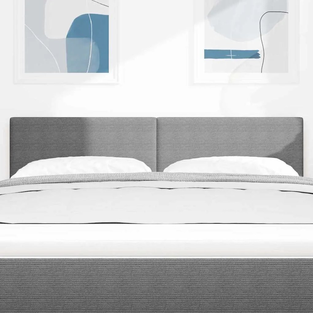 vidaXL LED κεφαλάρι με φώτα λωρίδας LED Ανοιχτό γκρι 144 cm ύφασμα