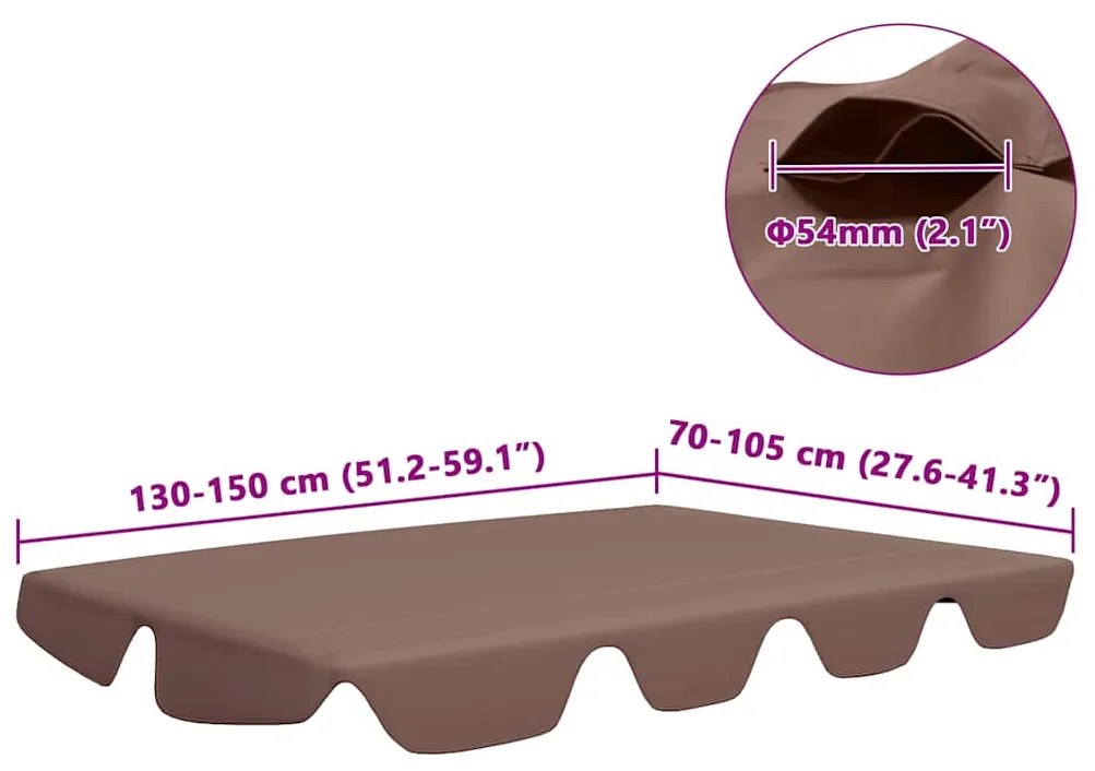 vidaXL Πανί Ανταλλακτικό για Κούνια Κήπου Καφέ 150/130 x 105/70 εκ.
