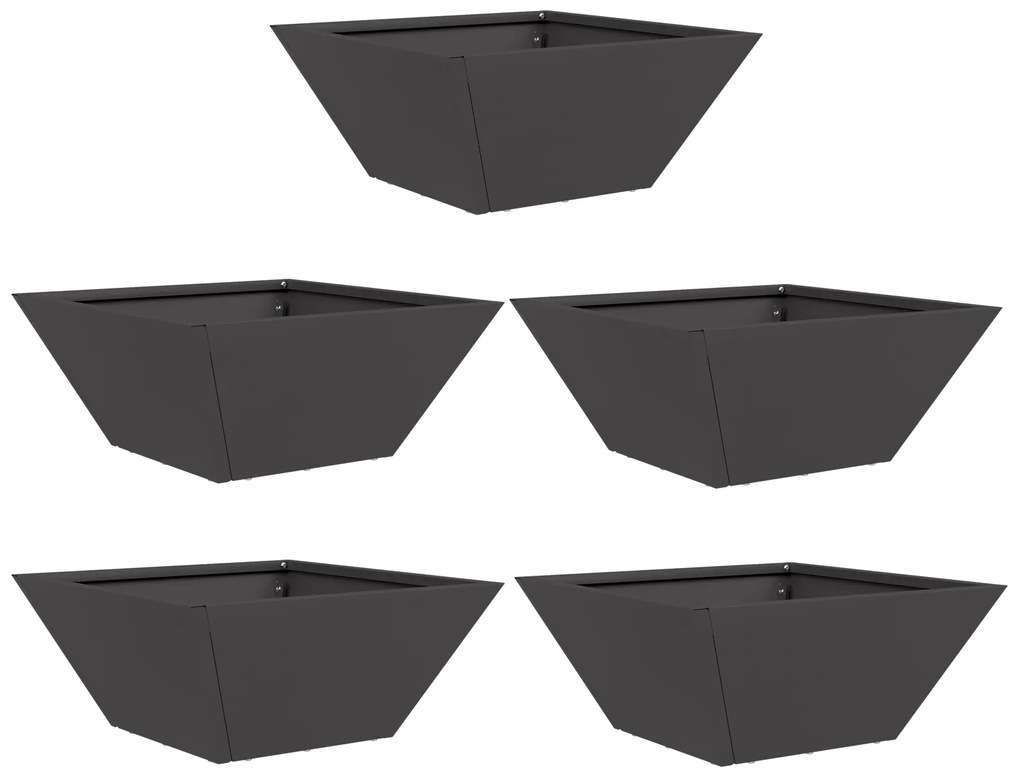 vidaXL Γλάστρα Κήπου 5 pcs Μαύρο 35 x 35 x 15 εκ. Ατσάλι