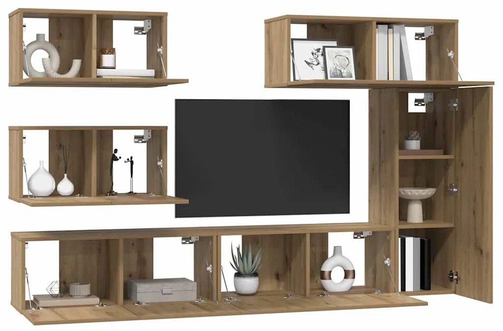 vidaXL Σετ επίπλου τηλεόρασης 6 pcs Artisan Oak Επεξεργασμένο ξύλο