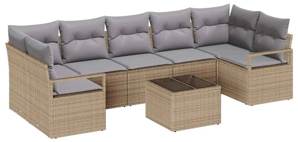 vidaXL Σετ Καναπέ 8 pcs Μπεζ και Γκρι συνθετικό ρατάν