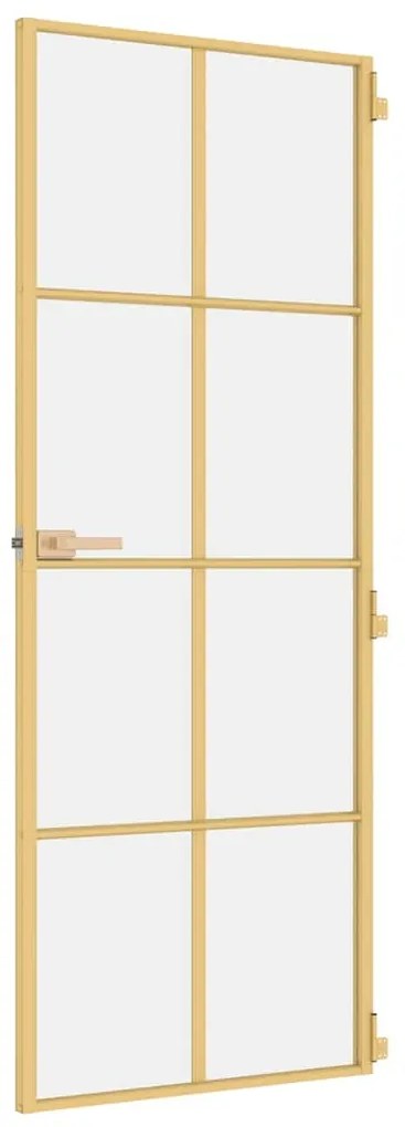 vidaXL Εσωτερική Πόρτα Χρυσή 76 x 201,5 εκ. Ψημένο Γυαλί &amp; Αλουμίνιο