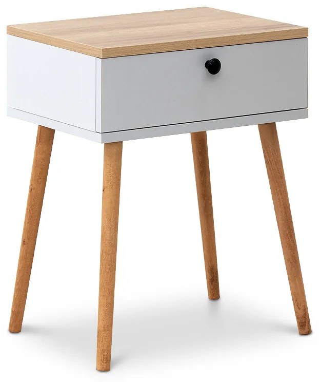 Κομοδίνο Pauline μελαμίνης χρώμα pine - λευκό 45x35x61εκ. - 0127257
