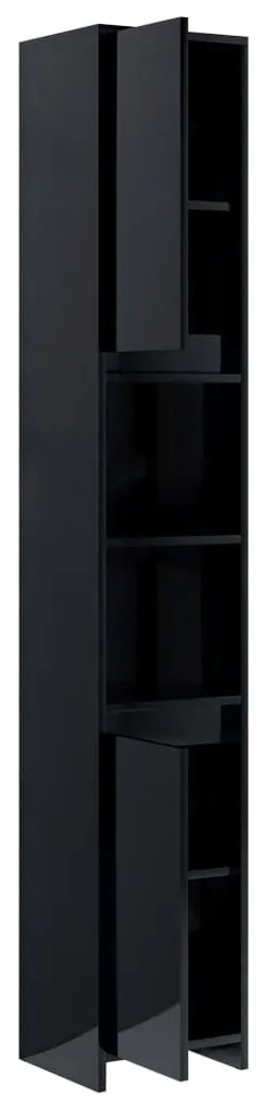 vidaXL Στήλη Μπάνιου Γυαλιστερό Μαύρο 30 x 30 x 183,5 εκ. Μοριοσανίδα
