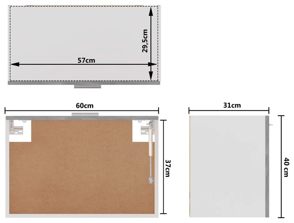 Ντουλάπι Κρεμαστό Γκρι Σκυροδέματος 60x31x40 εκ. από Επεξ. Ξύλο - Γκρι