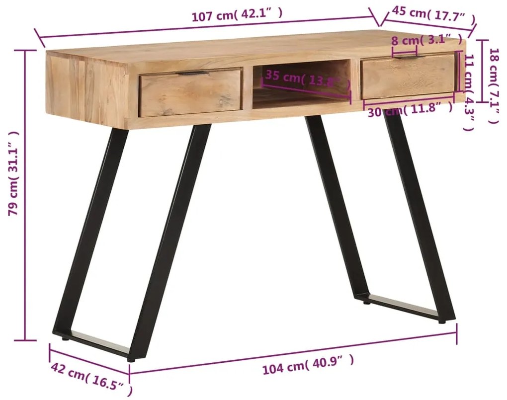 vidaXL Γραφείο Live Edge 107x45x79 εκ. από Μασίφ Ξύλο Ακακίας