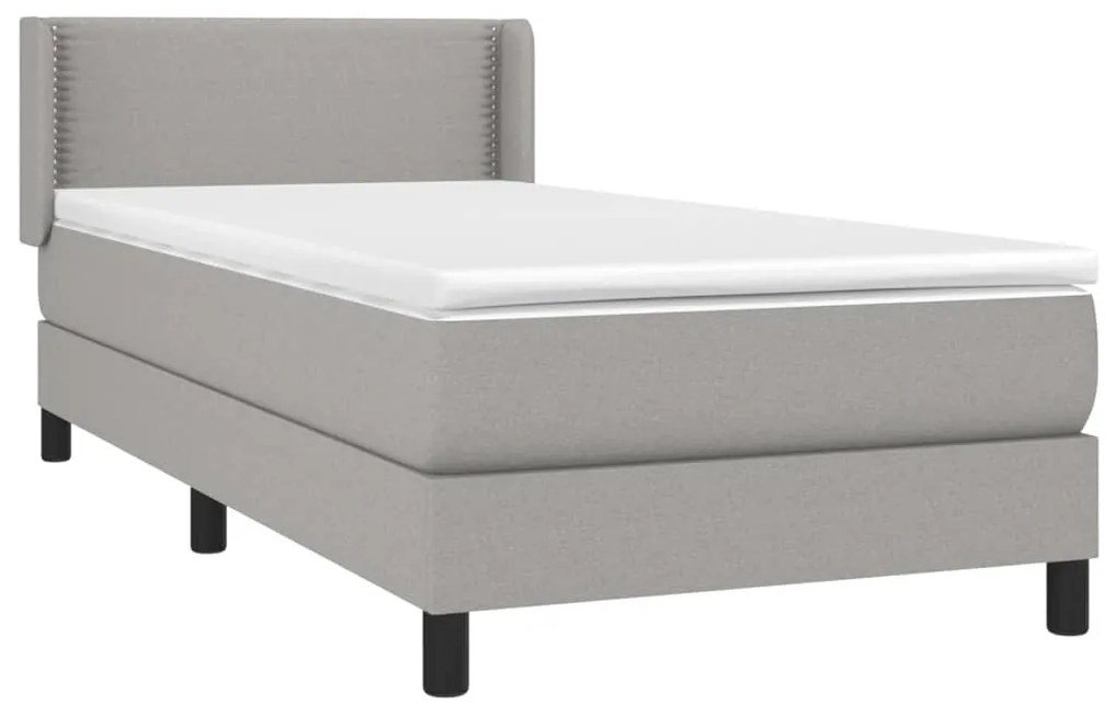 vidaXL Κρεβάτι Boxspring με Στρώμα Ανοιχτό Γκρι 100x200 εκ. Υφασμάτινο