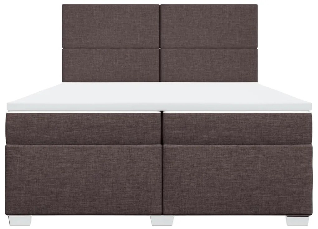 vidaXL Κρεβάτι Boxspring με Στρώμα Σκούρο Καφέ 200x200 εκ. Υφασμάτινο