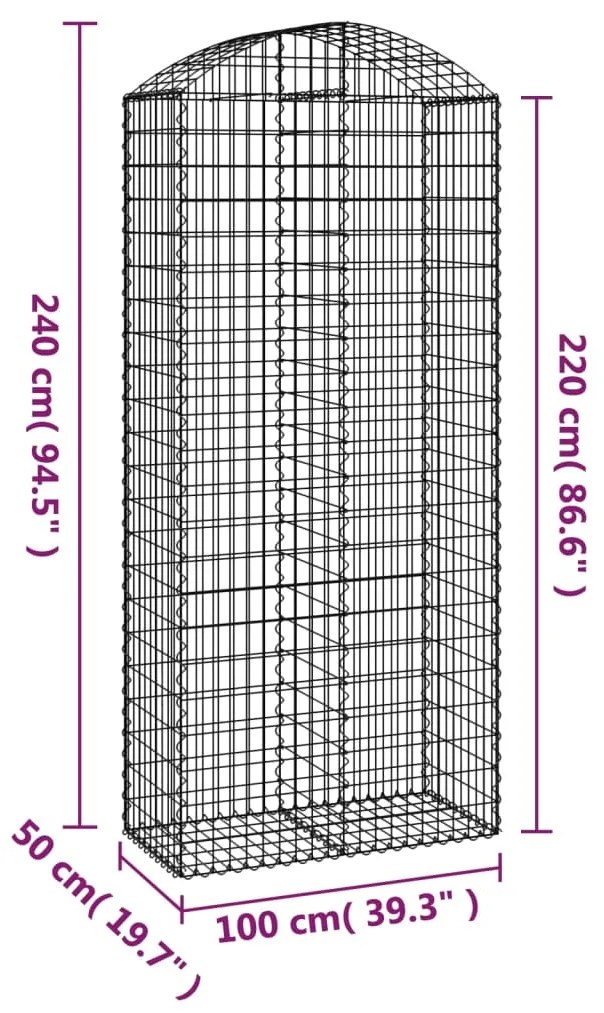 Συρματοκιβώτιο Τοξωτό 100x50x220/240εκ. από Γαλβανισμένο Χάλυβα - Ασήμι