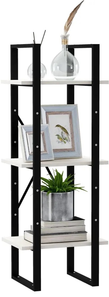 vidaXL Βιβλιοθήκη με 3 Ράφια Λευκή 40x30x105 εκ. από Μασίφ Ξύλο Πεύκου