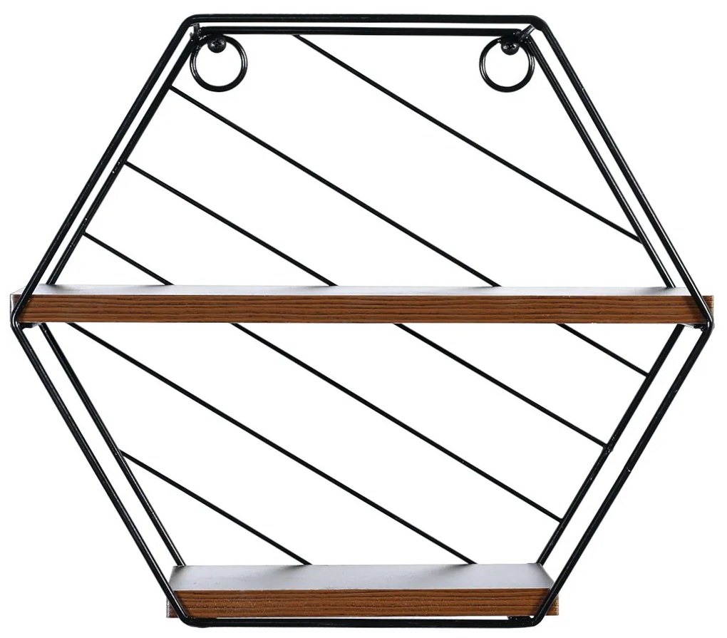 Ράφι Τοίχου ArteLibre SALERNO Μαύρο/Καφέ MDF/Μέταλλο 31x11x27cm-14620016