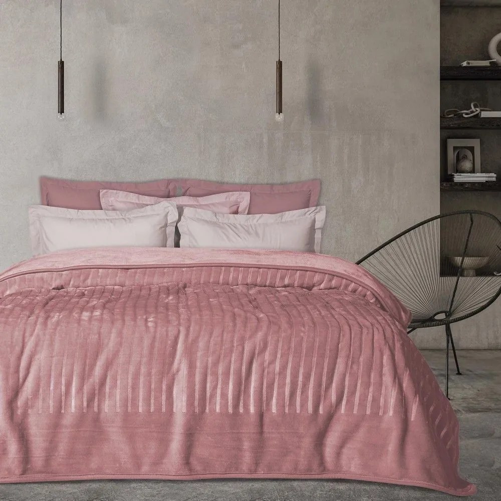 Κουβέρτα 1352 Velour Pink Das Home Single 160x240cm Acrylic