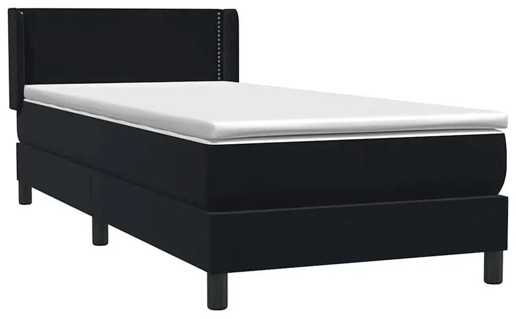 Box Spring Κρεβάτι με στρώμα Μαύρο 80x210 εκ. Βελούδινο - Μαύρο