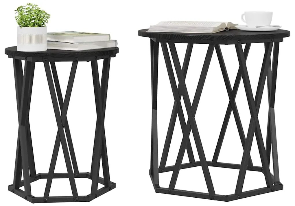 vidaXL Τραπεζάκι σαλονιού 2 pcs Μαύρη δρυς 50 x 50 x 50 cm