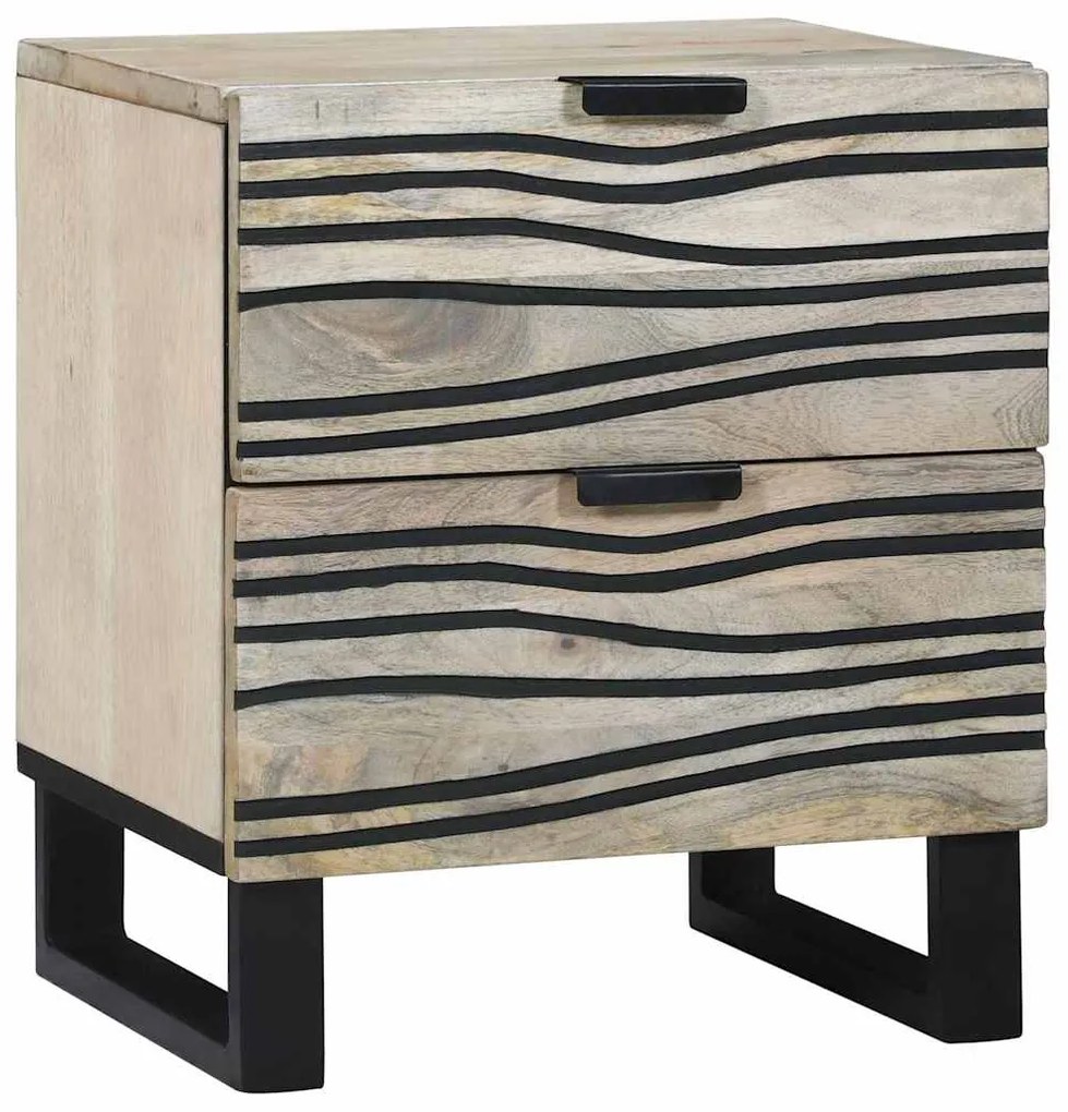 vidaXL Κομοδίνο με συρτάρι 2 pcs Λευκό και Μαύρο 40 x 33 x 46 εκ.