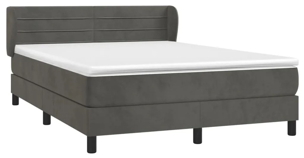 Κρεβάτι Boxspring με Στρώμα Σκούρο Γκρι 180x200 εκ. Βελούδινο - Γκρι