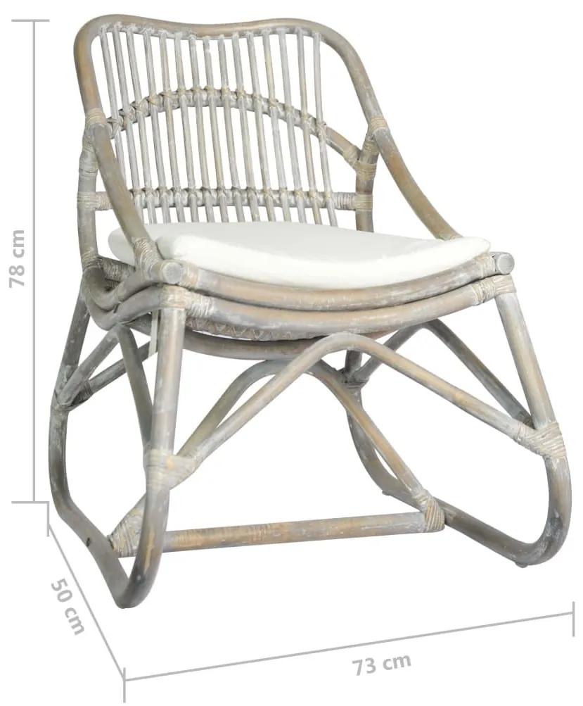 Καρέκλα Γκρι από Ρατάν και Λινό Ύφασμα - Γκρι