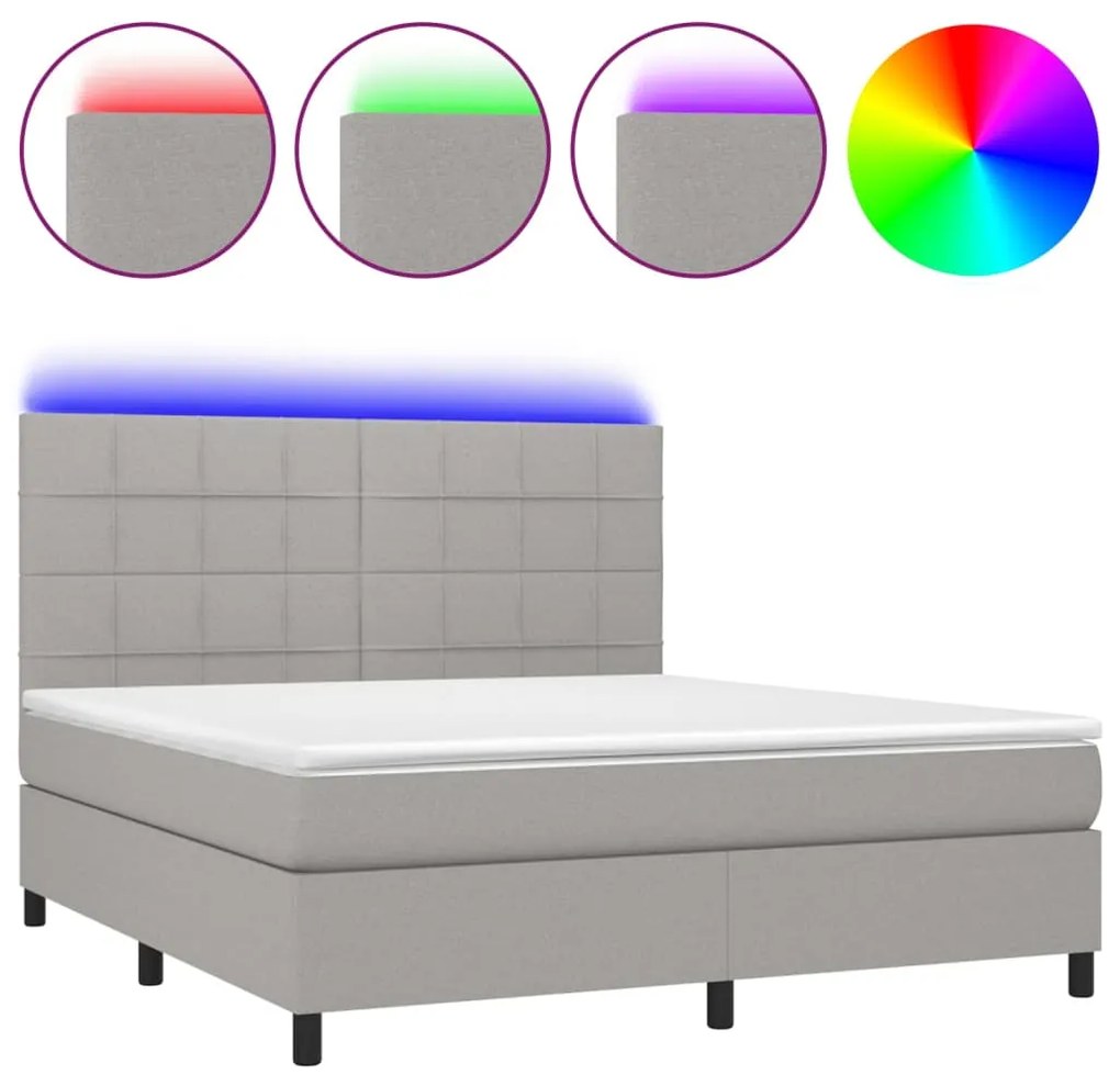 ΚΡΕΒΑΤΙ BOXSPRING ΜΕ ΣΤΡΩΜΑ &amp; LED ΑΝ.ΓΚΡΙ 160X200ΕΚ. ΥΦΑΣΜΑΤΙΝΟ 3134885