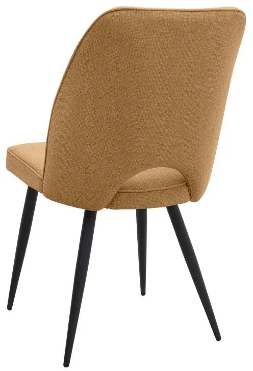 Σετ τραπεζαρία 5τμχ Roger - Christy Megapap Mdf - ύφασμα χρώμα μαύρο εφέ μαρμάρου - μουσταρδί 120x70x75εκ.