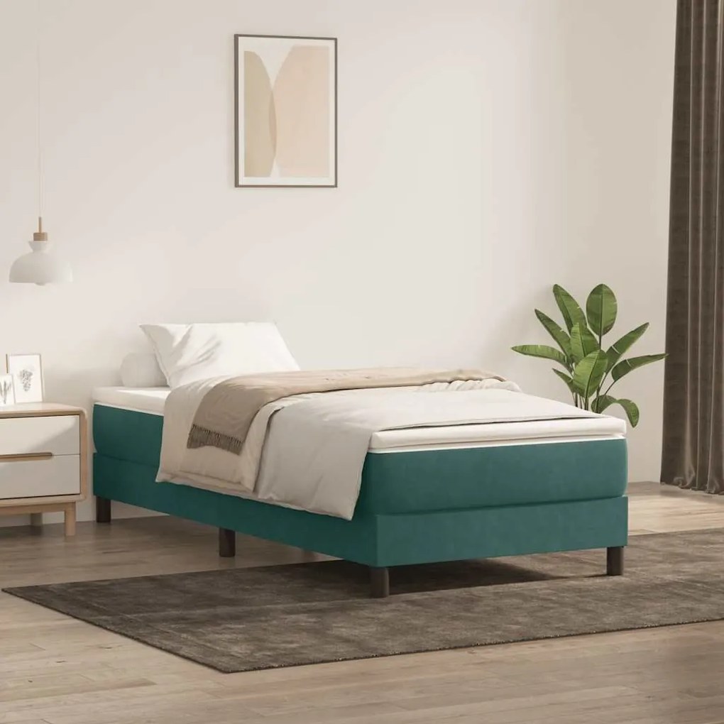 BOX SPRING ΚΡΕΒΑΤΙ ΜΕ ΣΤΡΩΜΑ ΣΚΟΥΡΟ ΠΡΑΣΙΝΟ 90X210ΕΚ. ΒΕΛΟΥΔΙΝΟ 3315906