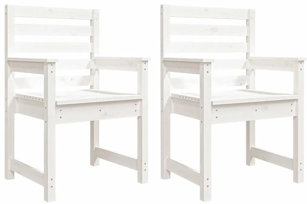 vidaXL Καρέκλες Κήπου 2 τεμ. Λευκές 60x48x91 εκ. Μασίφ Ξύλο Πεύκου