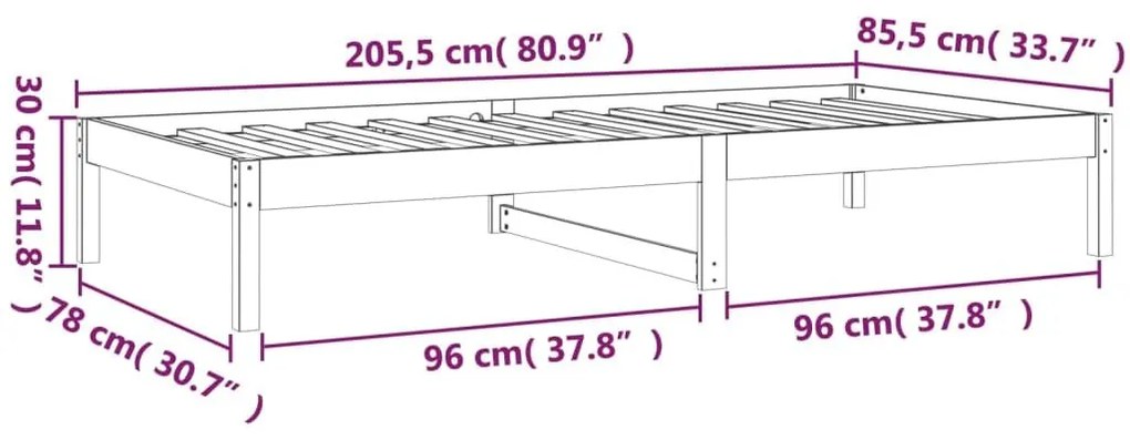 Καναπές Κρεβάτι Χωρίς Στρώμα Λευκό 80x200 εκ. Μασίφ Ξύλο Πεύκου - Λευκό