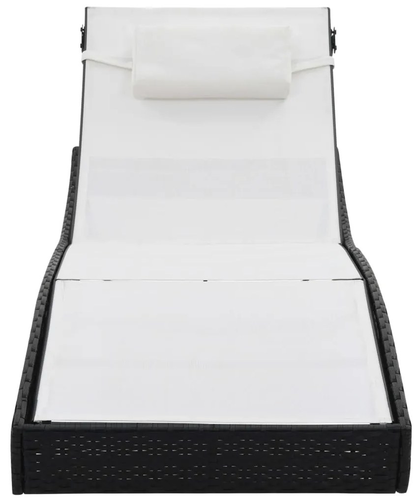 vidaXL Ξαπλώστρες 2 τεμ. Μαύρες Συνθετικό Ρατάν/Textilene με Τραπέζι