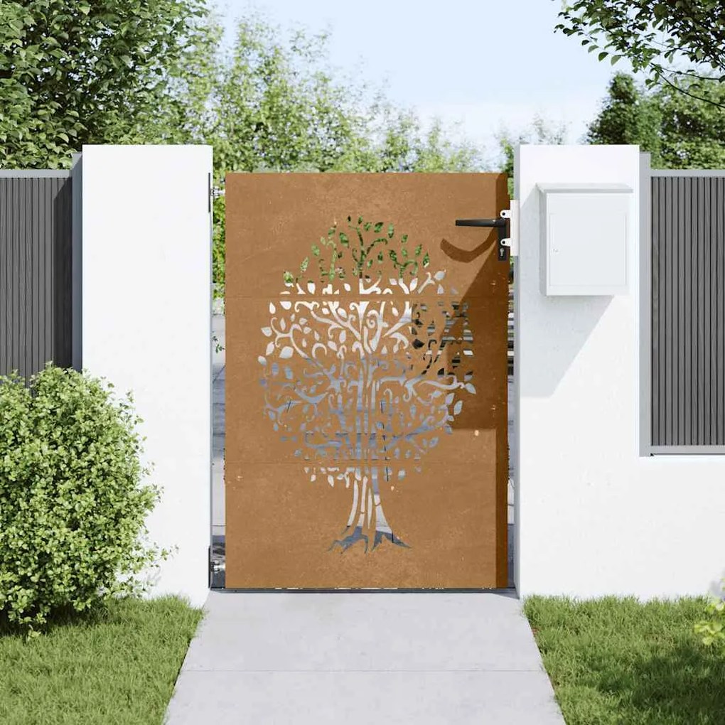 vidaXL Πύλη Κήπου με Σχέδιο Δέντρο 85 x 150 εκ. από Ατσάλι Corten