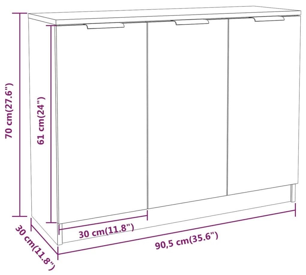 Ντουλάπι Γκρι Sonoma 90,5 x 30 x 70 εκ. από Επεξεργασμένο Ξύλο - Γκρι