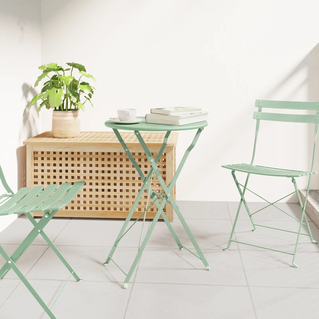 vidaXL Folding Garden Table Light Mint Ø50x71 cm Steel