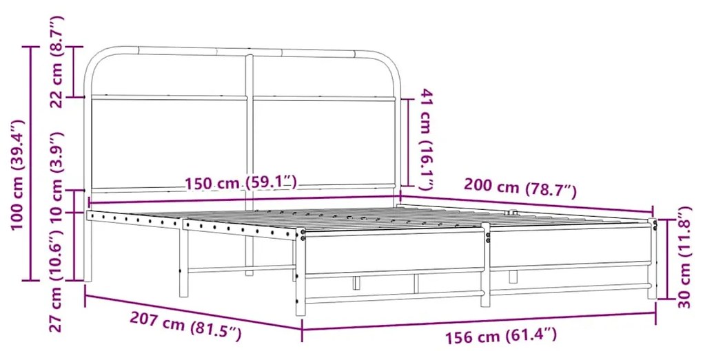 ΠΛΑΙΣΙΟ ΚΡΕΒΑΤΙΟΥ ΧΩΡ. ΣΤΡΩΜΑ SONOMA ΔΡΥΣ 150X200ΕΚ. ΕΠ. ΞΥΛΟ 4100430