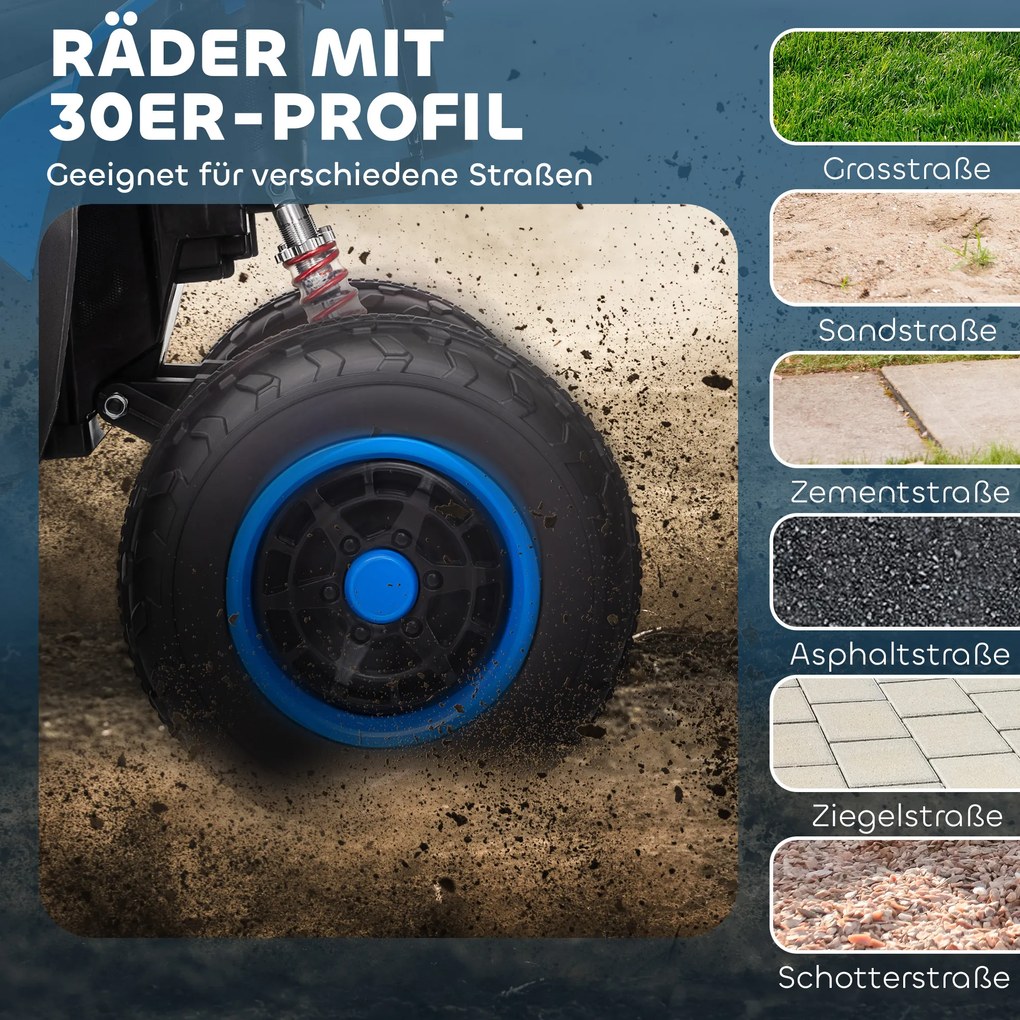 AIYAPLAY Ηλεκτρικό Τετράτροχο για Παιδιά, 3-6 km/h, Προβολείς LED, Μουσική, USB, για 3-8 ετών, Μπλε