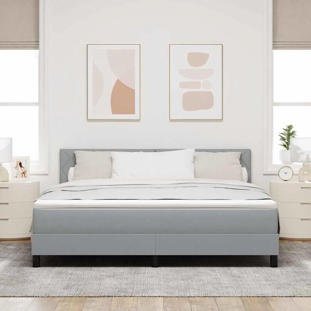 vidaXL Κρεβάτι box spring με στρώμα Ανοιχτό γκρι 180 x 200 cm ύφασμα