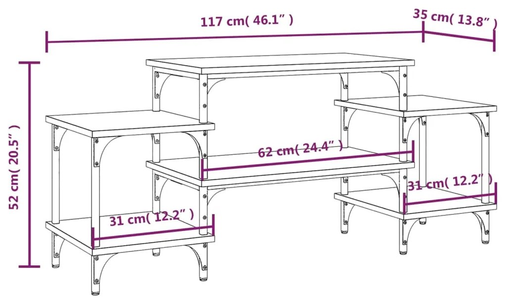 Έπιπλο Τηλεόρασης Καπνιστή Δρυς 117x35x52 εκ. Επεξ. Ξύλο - Καφέ